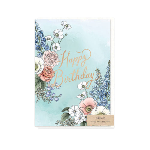 HAPPY BIRTHDAY Delphinium Greeting Card